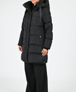 Doudoune longue à capuche noir