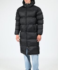 Doudoune longue à capuche noir