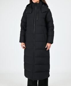 Parka longue à capuche noir