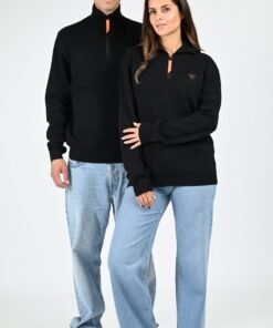 Pull Ă col montant Lewis Patch mixte noir