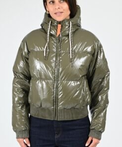 Doudoune courte shiny Nine kaki