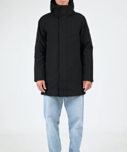 Parka longue à capuche noir