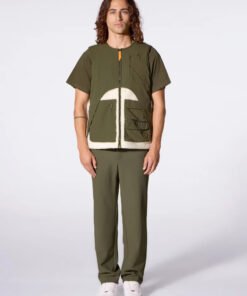 Veste bicolore sans manches en polaire Sakae Beige